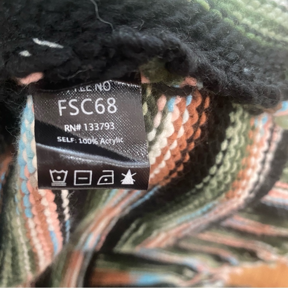 POL Striped Fringe Knit Cardigan in Brown, Green, Cream - Picture 6 of 13